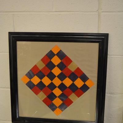 Framed Quilt Block found in a box from 1928