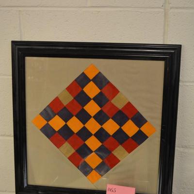 Framed Quilt Block found in a box from 1928