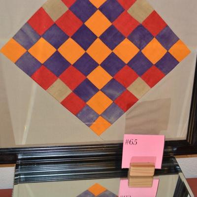 Framed Quilt Block found in a box from 1928