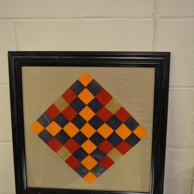 Framed Quilt Block found in a box from 1928