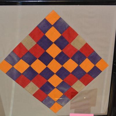 Framed Quilt Block found in a box from 1928