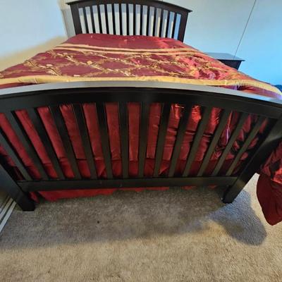 Mission Style Full Size Bed w/Mattress - Cappuccino