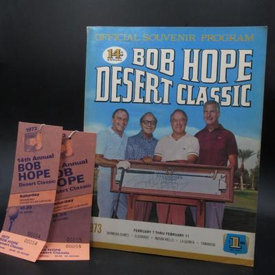Vintage Bob Hope Autograph 14th Annual Desert Classic Souvenir Golf Magazine Program with Event Tickets