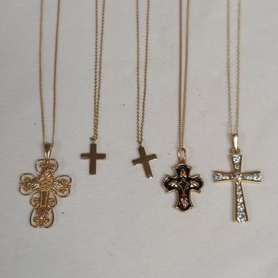 18K, 14K, & 10K Gold Cross Necklaces and Pendants (B5-BBL)