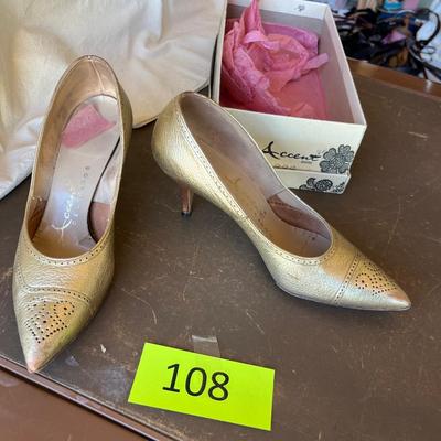 Gold pumps in original box