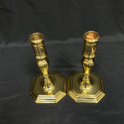 Pair of Vintage Small Brass Taper Candle Stick Holders