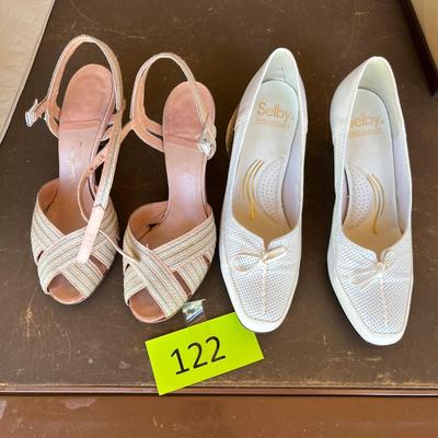 2 pairs white heels