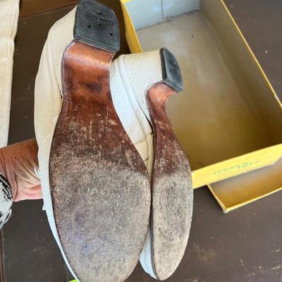 Green Tree White slip ons