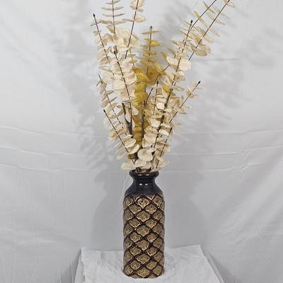Prisma Pattern Vase w/Forsythia Flower Arrangment