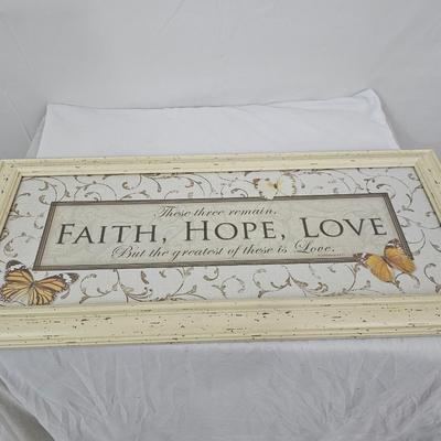 Faith, Hope & Love Print in Wooden Frame