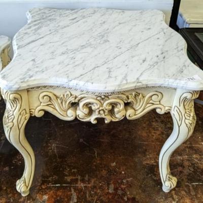 Victorian Marble Top End Tables (Set of 2)