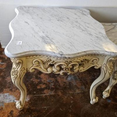 Victorian Marble Top End Tables (Set of 2)