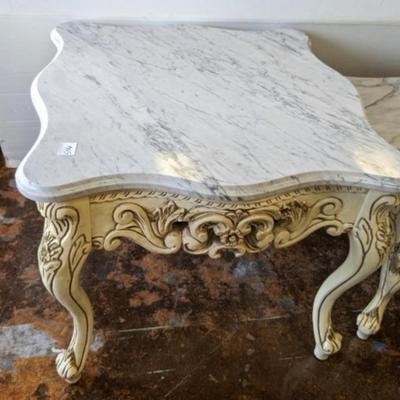 Victorian Marble Top End Tables (Set of 2)