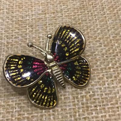 Petite Multi Colored Butterfly Pin Vintage