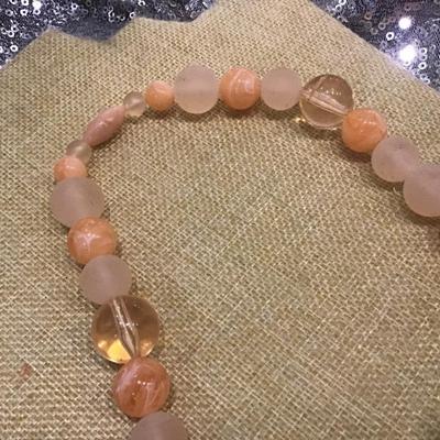Vintage Peach Beaded Necklace