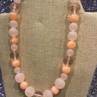 Vintage Peach Beaded Necklace