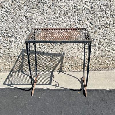 Vintage Black Wrought Iron Garden Table Plant Stand