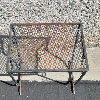 Vintage Black Wrought Iron Garden Table Plant Stand