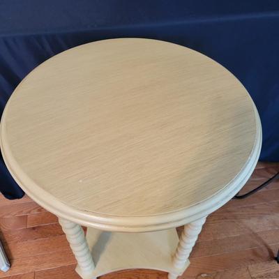 Wooden Side Table & a Wrought Iron & Tile Plant Stand (SR-DW)