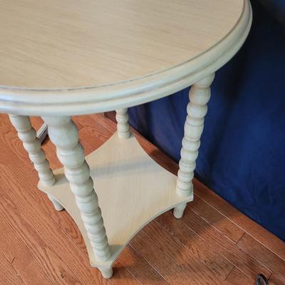 Wooden Side Table & a Wrought Iron & Tile Plant Stand (SR-DW)