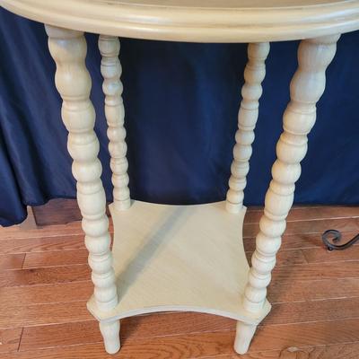 Wooden Side Table & a Wrought Iron & Tile Plant Stand (SR-DW)