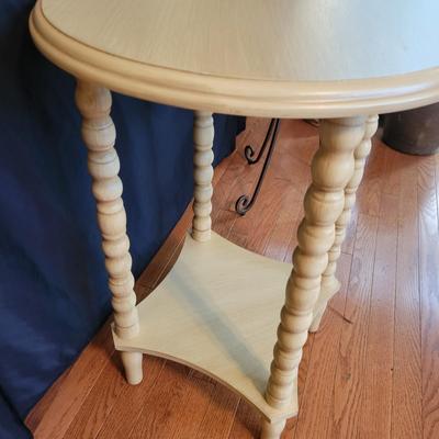 Wooden Side Table & a Wrought Iron & Tile Plant Stand (SR-DW)