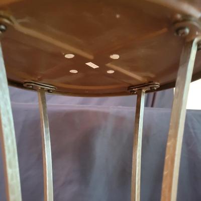 Wooden Side Table & a Wrought Iron & Tile Plant Stand (SR-DW)