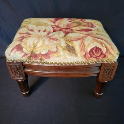 Crewel Work Embroidery Accent Pillows & a Small Footstool (SR-DW)