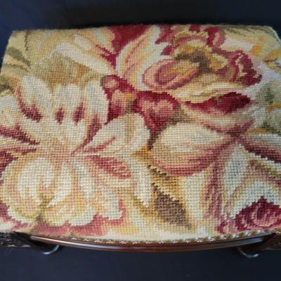 Crewel Work Embroidery Accent Pillows & a Small Footstool (SR-DW)