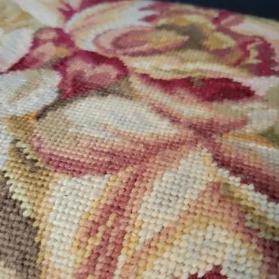 Crewel Work Embroidery Accent Pillows & a Small Footstool (SR-DW)