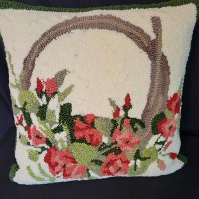 Crewel Work Embroidery Accent Pillows & a Small Footstool (SR-DW)