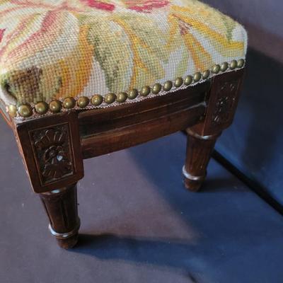 Crewel Work Embroidery Accent Pillows & a Small Footstool (SR-DW)