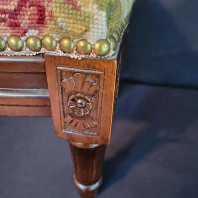 Crewel Work Embroidery Accent Pillows & a Small Footstool (SR-DW)