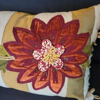 Crewel Work Embroidery Accent Pillows & a Small Footstool (SR-DW)