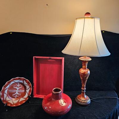 Tabletop Decor: Floral Lamp, Glazed Vase, & More (DR-JS)