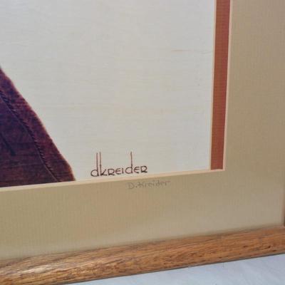 Framed & Matted "Woman of Arabia" Signed Pyrography Print by David Kreider 4/575