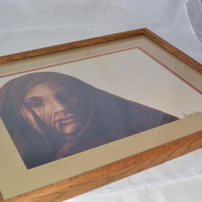 Framed & Matted "Woman of Arabia" Signed Pyrography Print by David Kreider 4/575