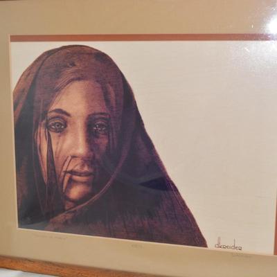Framed & Matted "Woman of Arabia" Signed Pyrography Print by David Kreider 4/575