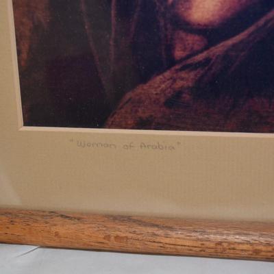 Framed & Matted "Woman of Arabia" Signed Pyrography Print by David Kreider 4/575