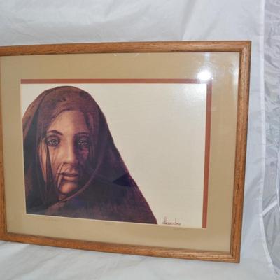 Framed & Matted "Woman of Arabia" Signed Pyrography Print by David Kreider 4/575