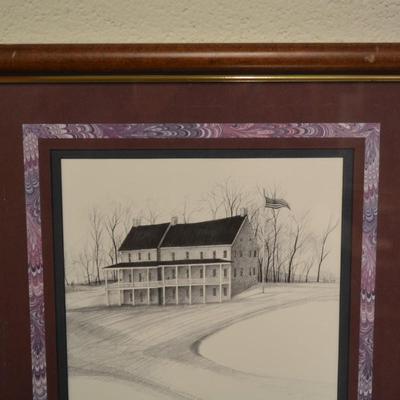 Local P. Buckley Moss Framed & Matted Black + White Museum Signed Print '89