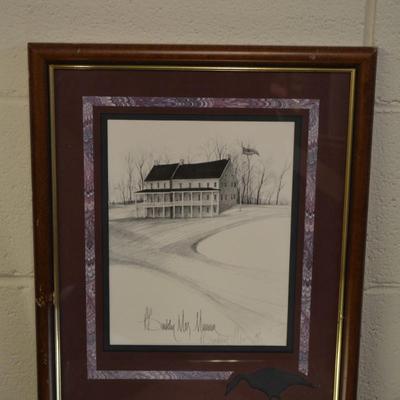 Local P. Buckley Moss Framed & Matted Black + White Museum Signed Print '89