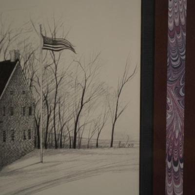 Local P. Buckley Moss Framed & Matted Black + White Museum Signed Print '89