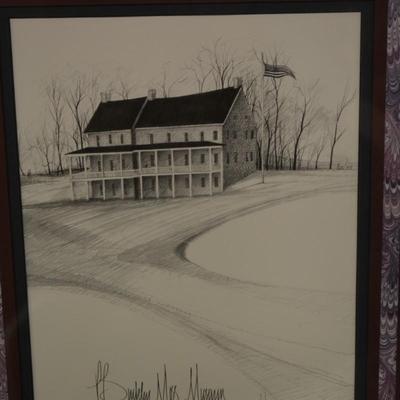 Local P. Buckley Moss Framed & Matted Black + White Museum Signed Print '89