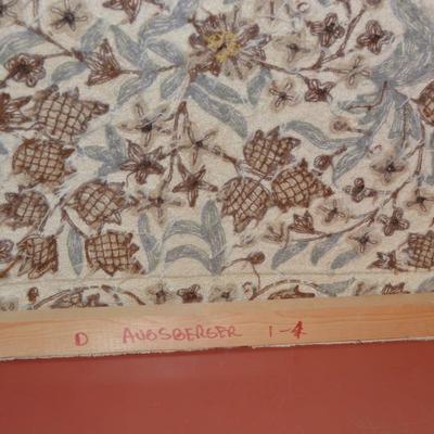 Hand Done Wool Crewel Embroidery Neutral Tone Floral Design