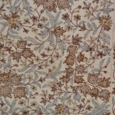 Hand Done Wool Crewel Embroidery Neutral Tone Floral Design