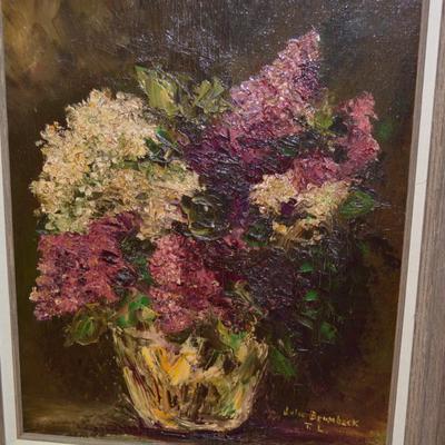 Framed Still Life Floral Arrangement Oil Painting by Julie Brumback