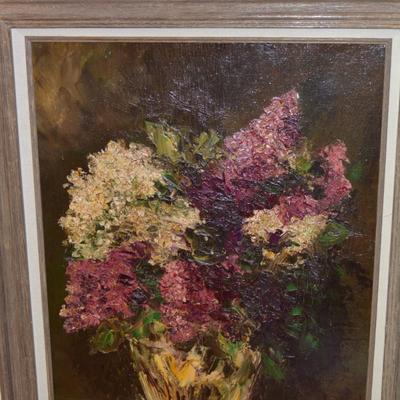 Framed Still Life Floral Arrangement Oil Painting by Julie Brumback