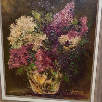 Framed Still Life Floral Arrangement Oil Painting by Julie Brumback