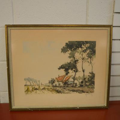 Roger Hebbelinck (1912-1987) Vintage Framed Artwork 346/350